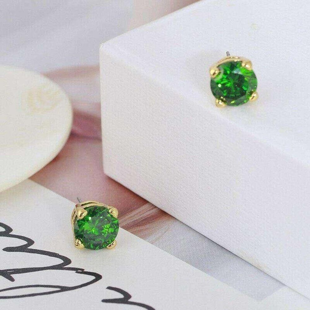 Kate Spade Green Crystal Cubic Zirconia Stud Earrings with Dust Bag - Picture 5 of 7